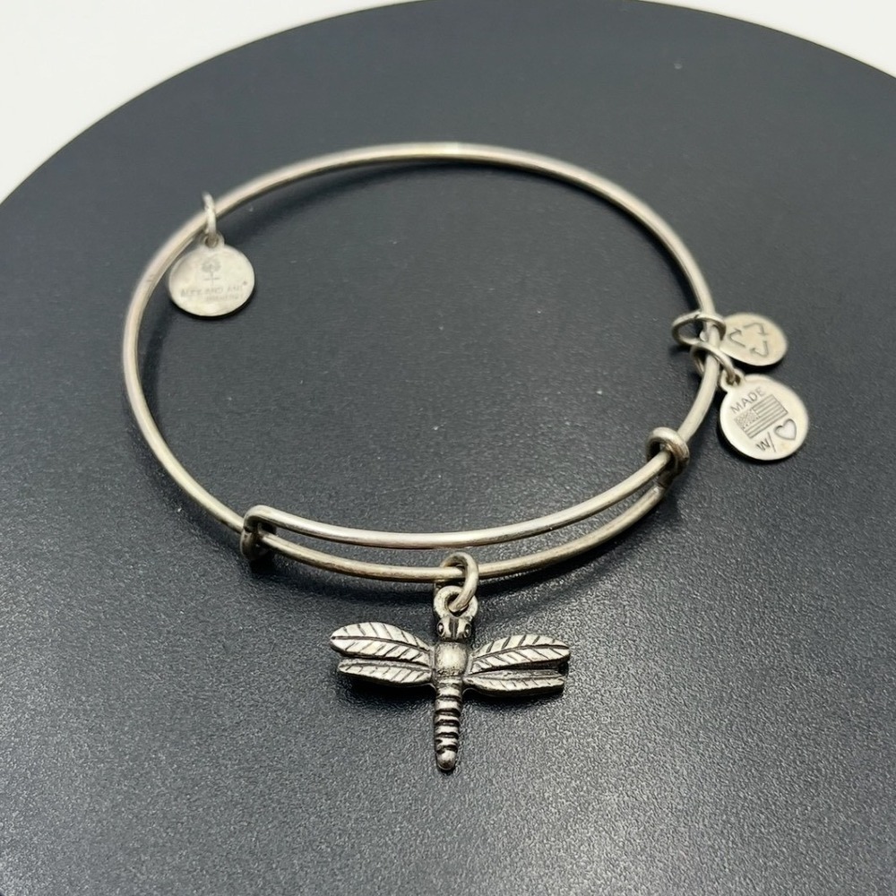 Alex and Ani Dragonfly Silver tone ‎ Charm Bangle Bracelet